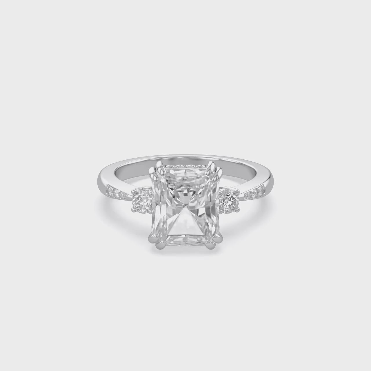Elisabeth 3 Stone Hidden Halo Lab Grown Diamond Engagement Ring