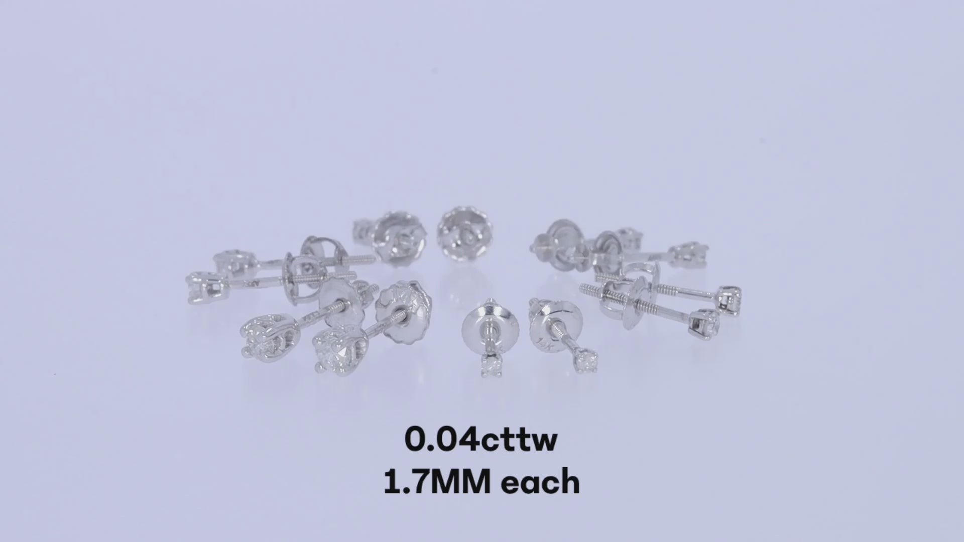 0.04 to 0.25 Carat Round Cut Natural Diamond Stud Screw Back Earrings in 14k Solid Gold Jewelry