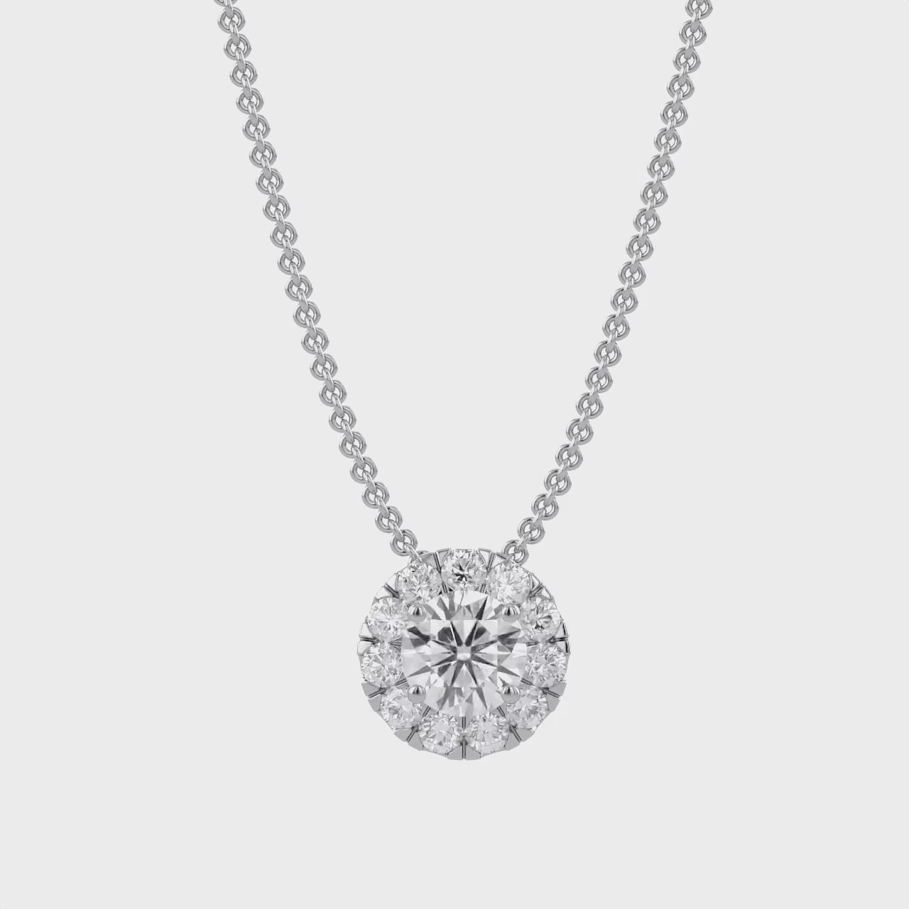 Halo Solitaire Lab Grown Diamond Pendant Necklace