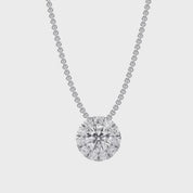 Halo Solitaire Lab Grown Diamond Pendant Necklace