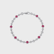 5.15 CT Alternating Lab Created Ruby & Lab Grown Diamond Bezel Tennis Bracelet 7"