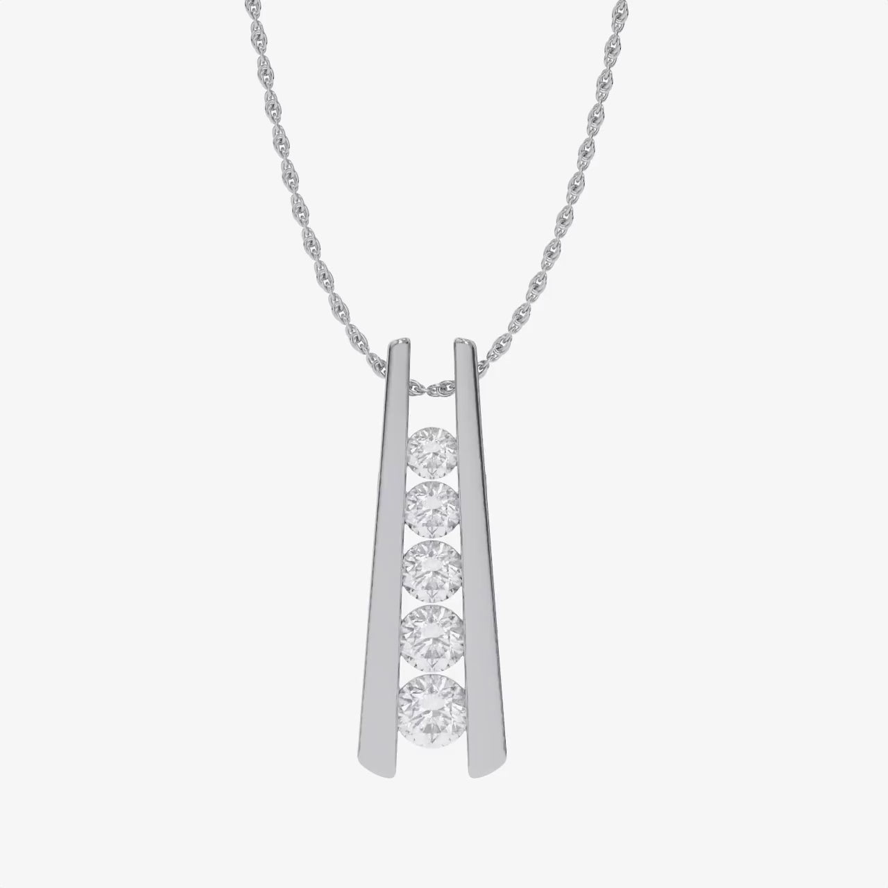 Five Stone Journey Bar Moissanite Pendant Necklace