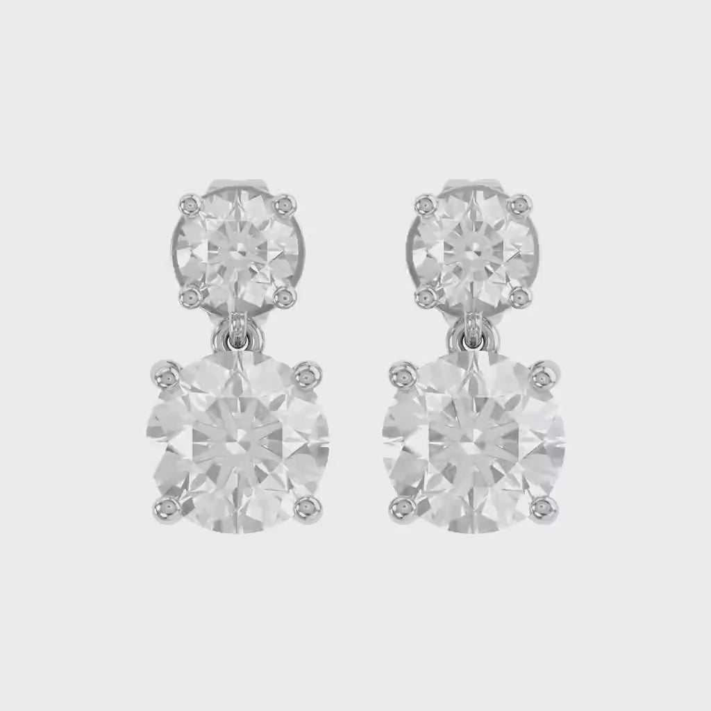 Dangle Stud Earrings 3.60 Carat Round Lab Grown Diamond