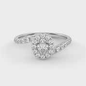 Oval & Round 0.85 Carat Lab Diamond Bypass Halo Ring – IGI Certified