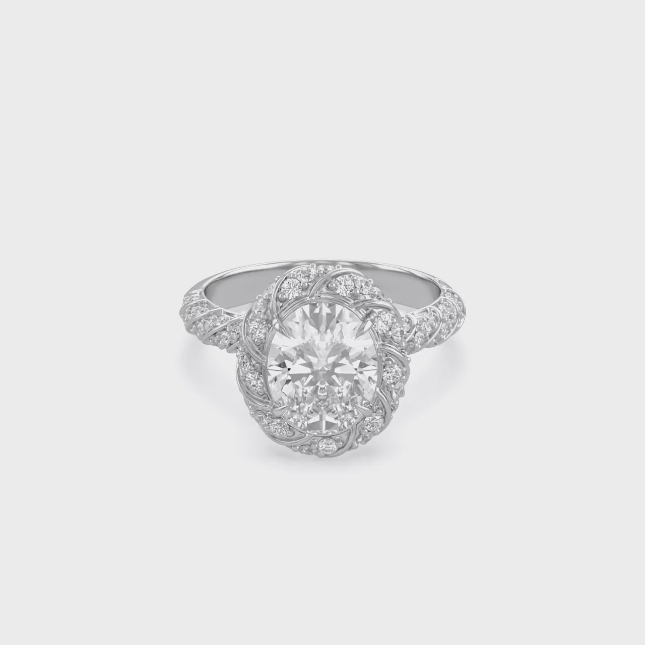Elegant Oval Cut Diamond Engagement Ring with Round Diamond Halo