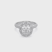 Elegant Oval Cut Diamond Engagement Ring with Round Diamond Halo