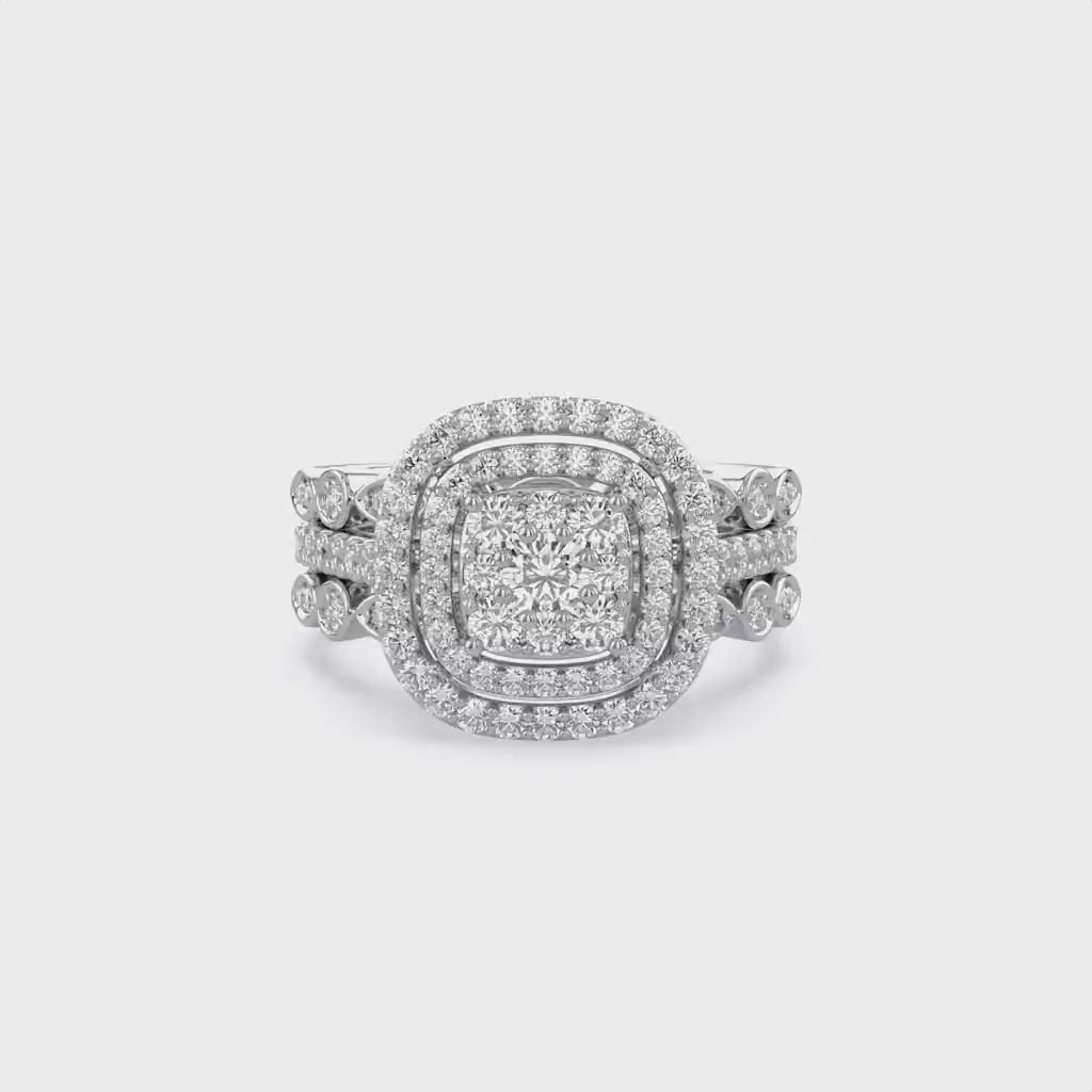 Art Deco Vintage Trio Set Lab Grown Diamond Ring