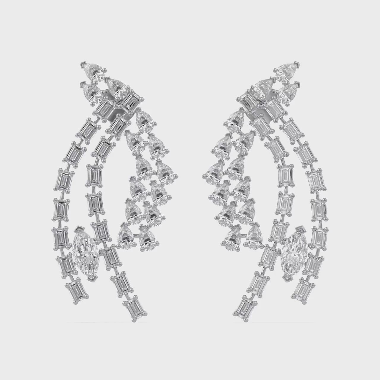 4.95 CCTW Lab Grown Diamond Marquise, Pear & Emerald Earrings