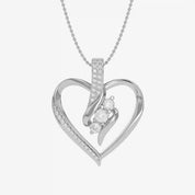 3 Stone Swirl Heart Lab Grown Diamond Pendant Necklace