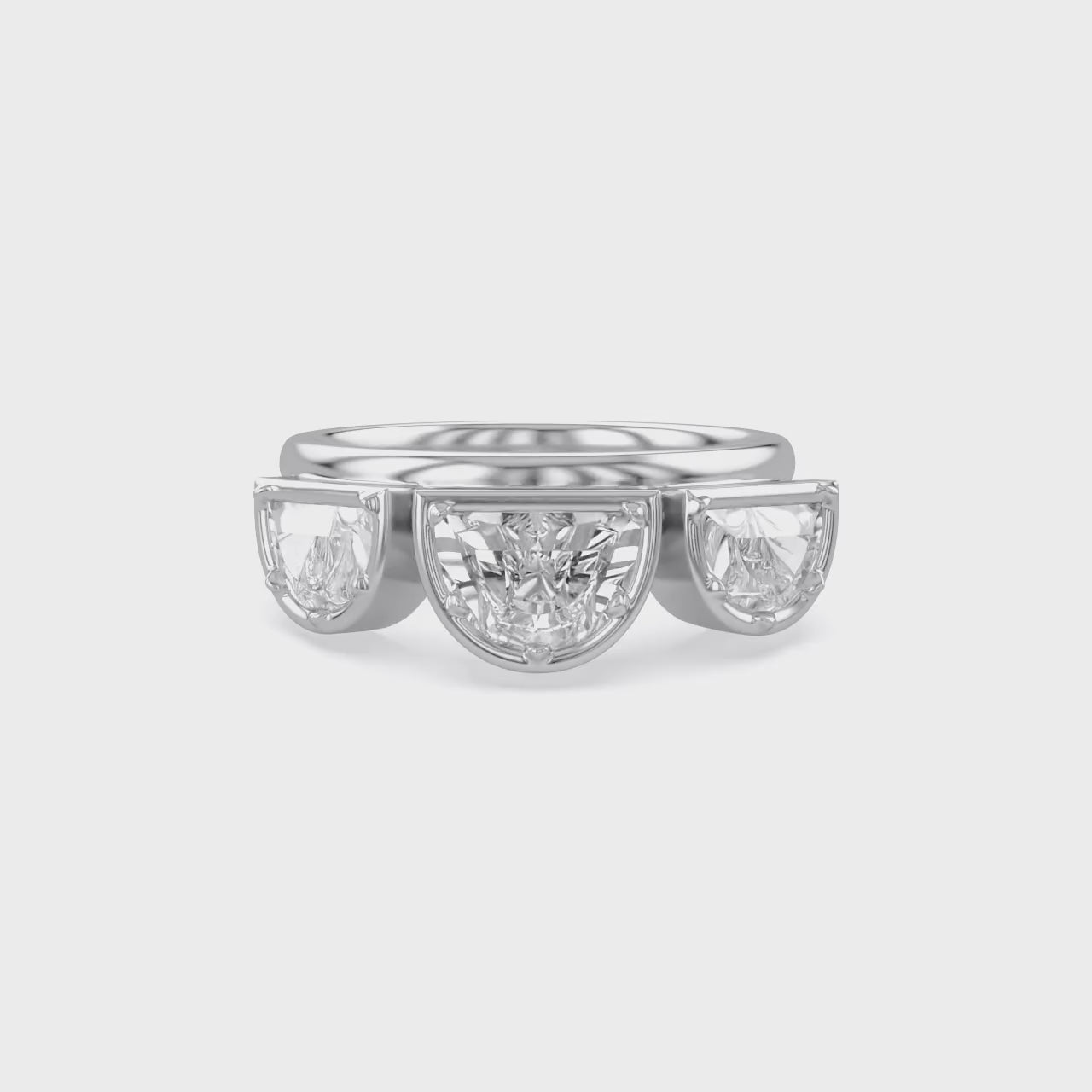 2.15 CT Fancy Cut Lab Grown Diamond Three-Stone Engagement Ring