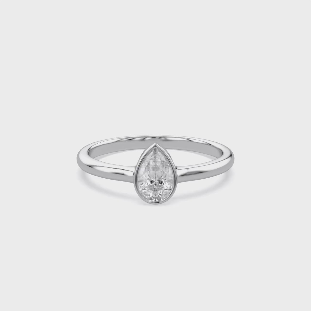 Zelie Pear Cut Bezel Set Lab Grown Diamond Engagement Ring