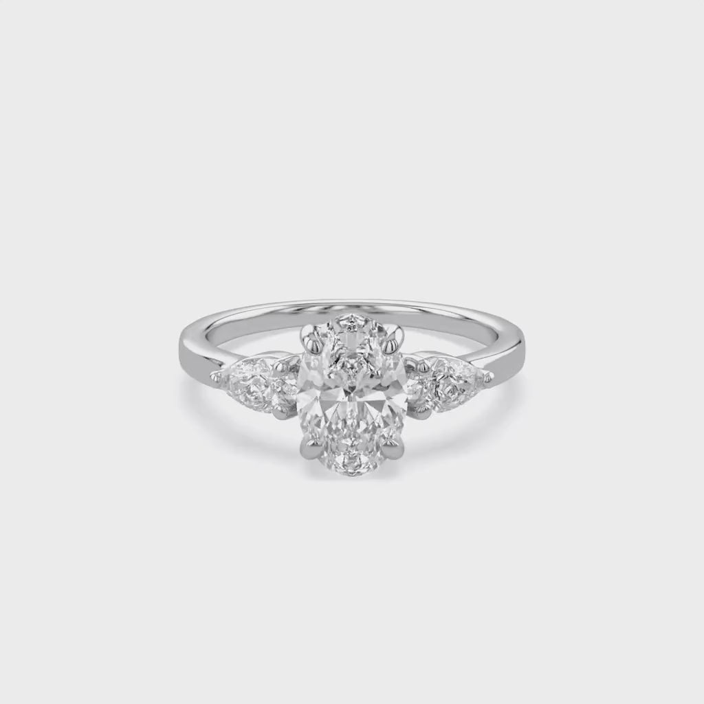 Three Stone Engagement Lab Grown Diamond Ring