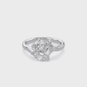 2.60 Carat Lab Grown Diamond Three stone Toi et Moi Ring