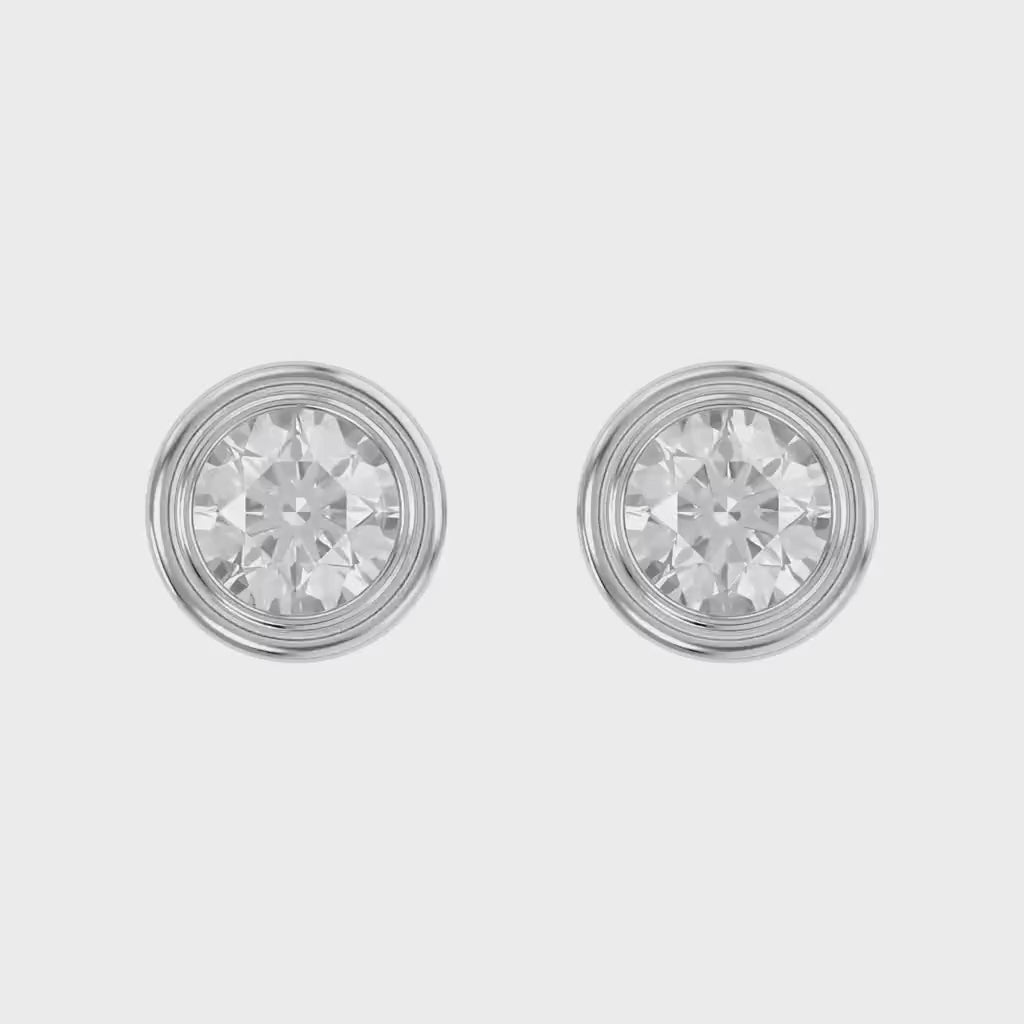 Solitaire Stud Earrings Bezel Set Lab Grown Diamond