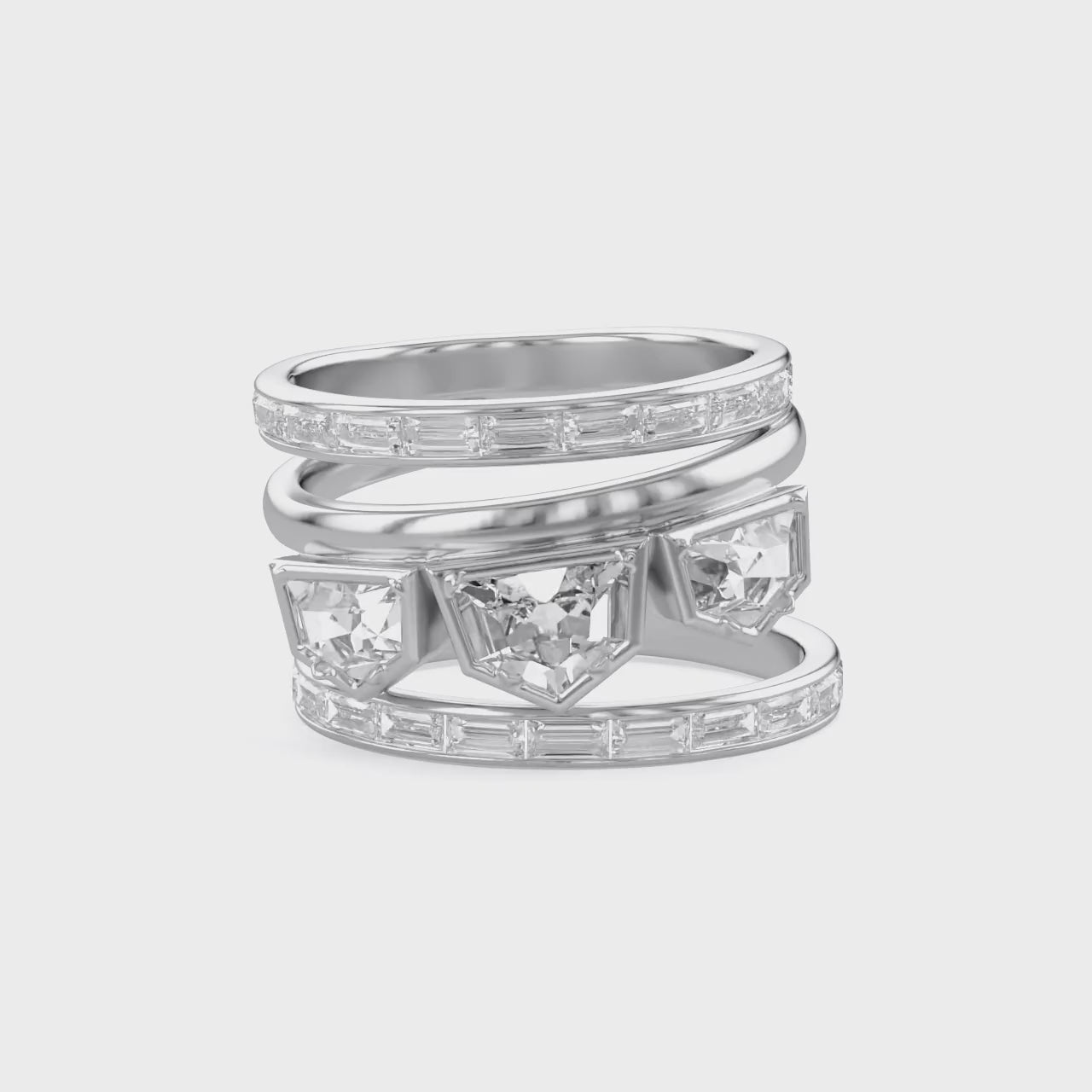 2.75 Carat Epaullete and Baguette Cut Lab Grown Diamond Oura Ring