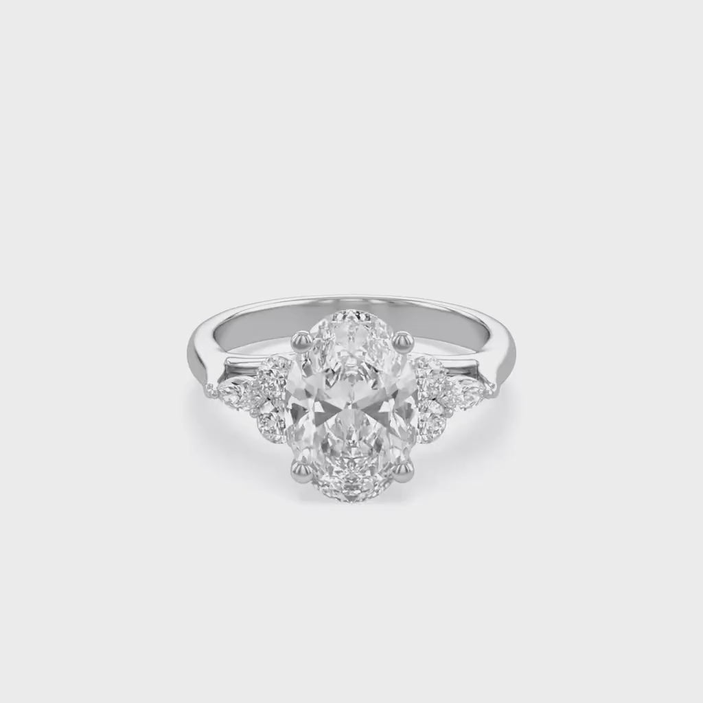 3 Stone Solitaire Engagement Ring Center 10X8mm Lab Grown Diamond