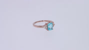 Simulated Blue Aquamarine with White Topaz Engagement Ring in 14K Gold Plated 925 Sterling Silver Jewelry