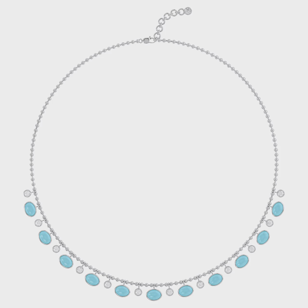 16" Turquoise & Lab Grown Diamond Ball Chain Necklace