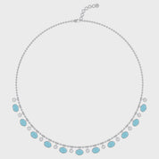 16" Turquoise & Lab Grown Diamond Ball Chain Necklace