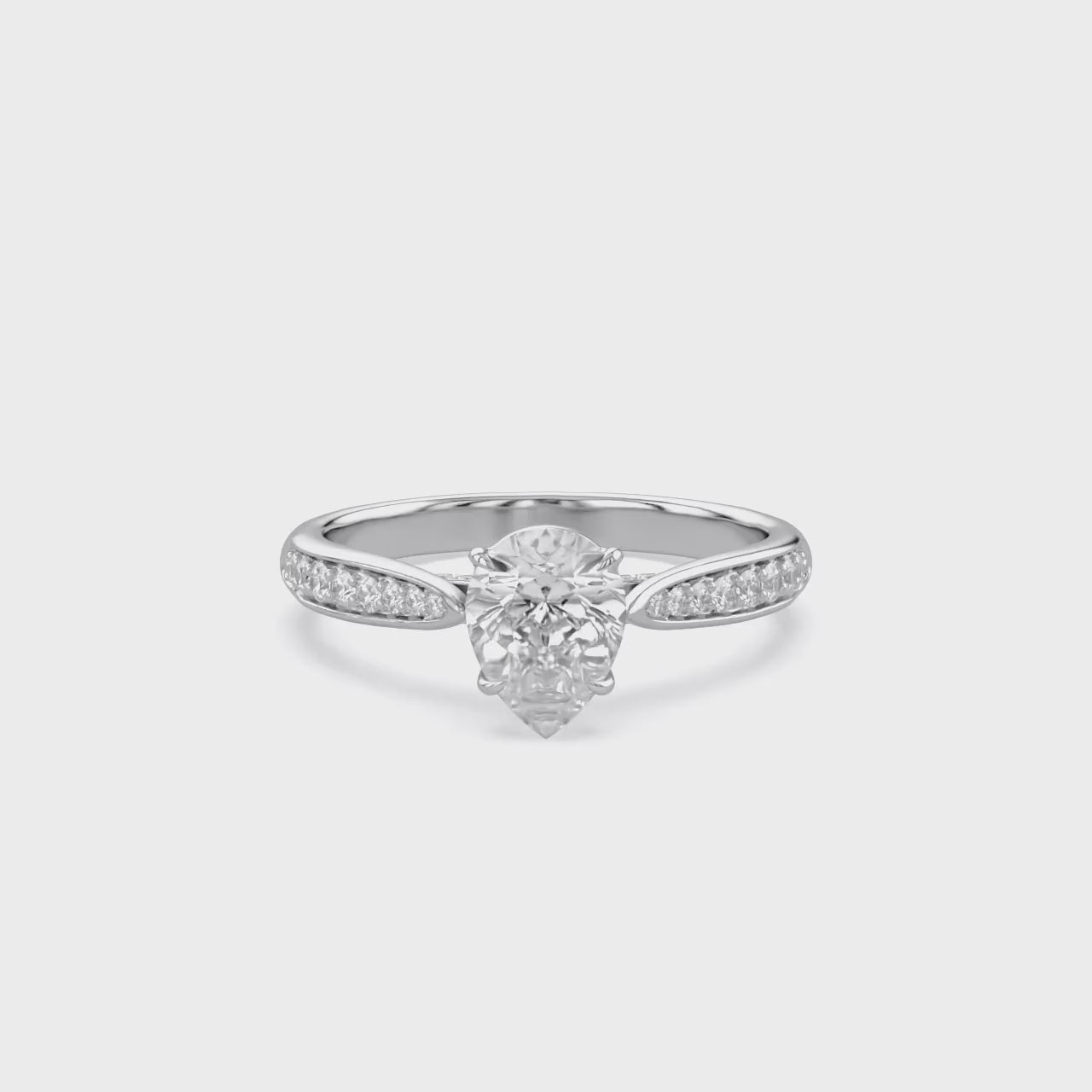 4 Prong Pear Cut Solitaire Engagement Lab Grown Diamond Ring