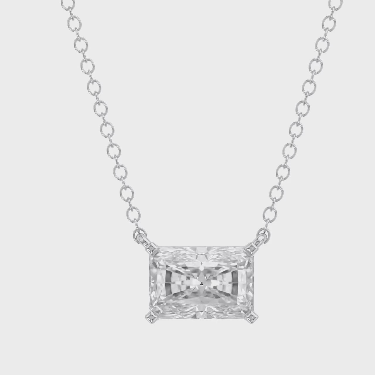 Classic Radiant Cut Lab Grown Diamond Solitaire Pendant Necklace for Women