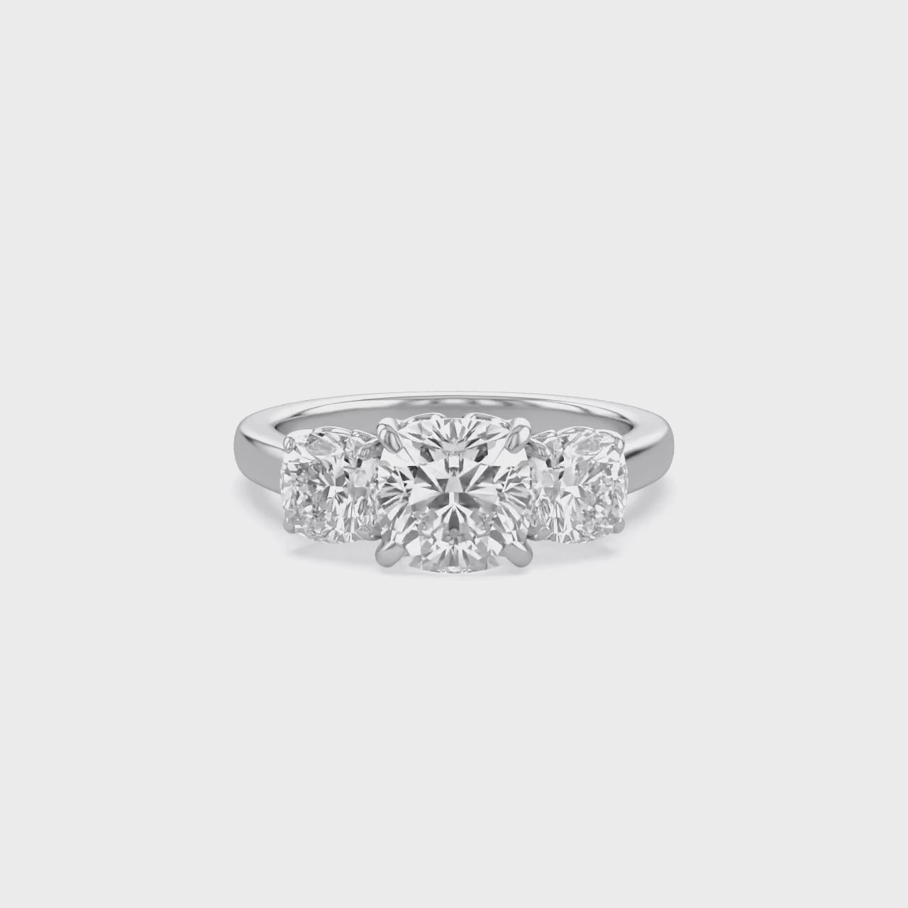 Classic Cushion Cut Lab Grown Diamond Ring | Three Stone Statement Jewelry