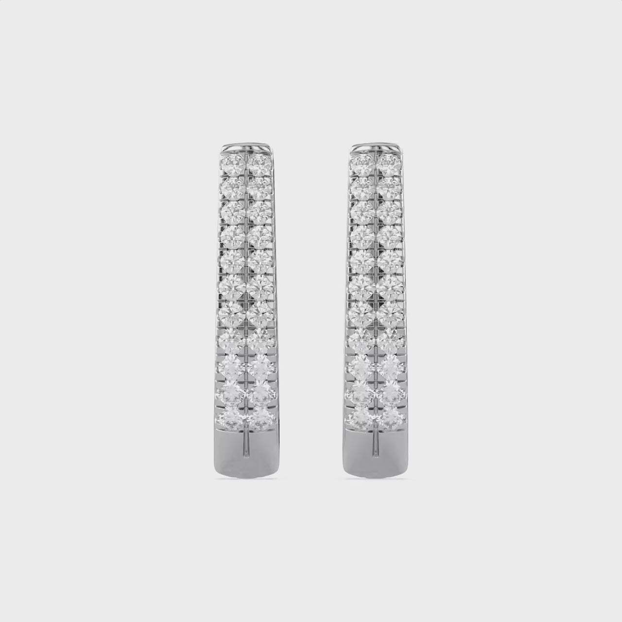 Double Row Huggie Lab Grown Diamond Hoop Earrings