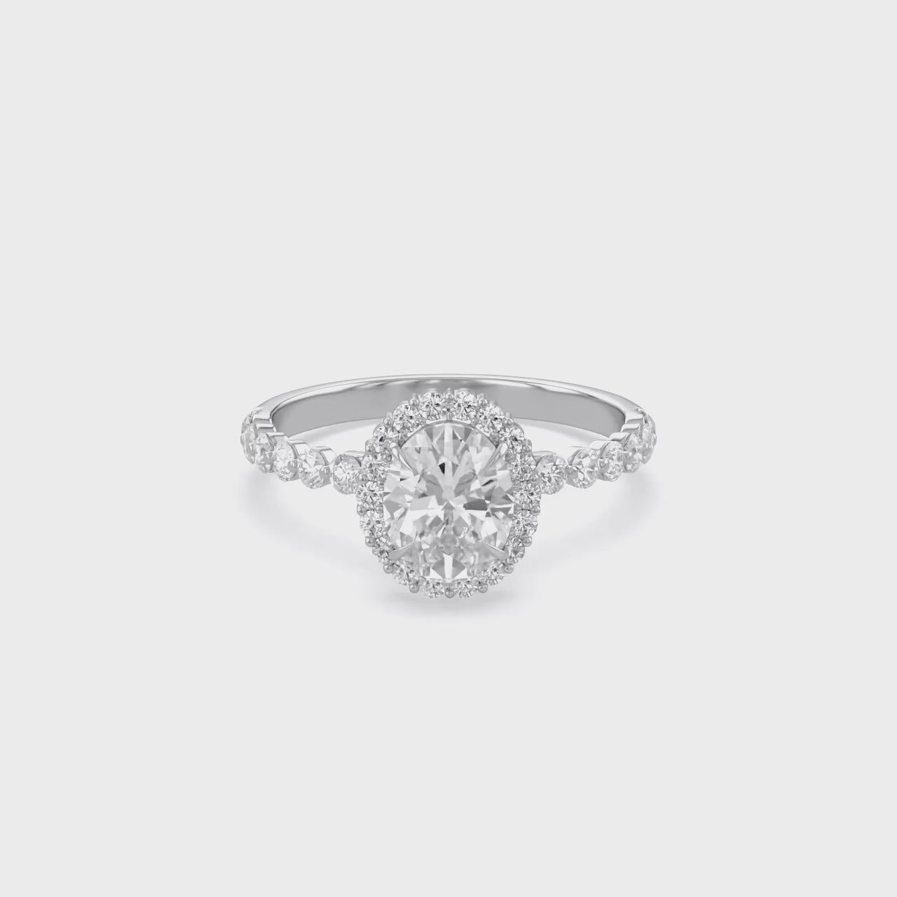 Eris Half Eternity Oval Cut Lab Grown Diamond Engagement Ring