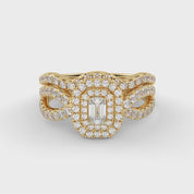 IGI Certified Emerald Cut Lab Diamond Bridal Set Ring