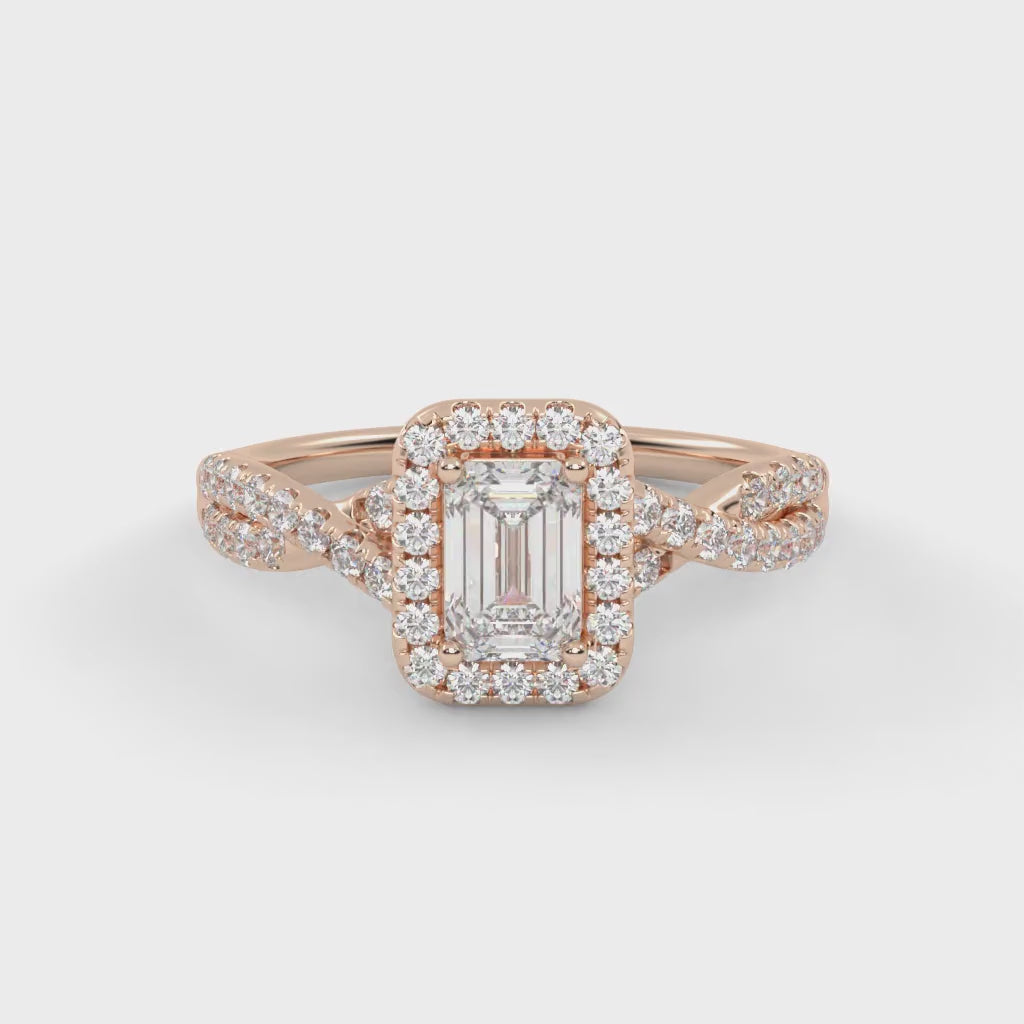 IGI Certified 1.00 Carat Emerald & Round Cut Lab Diamond Engagement Ring
