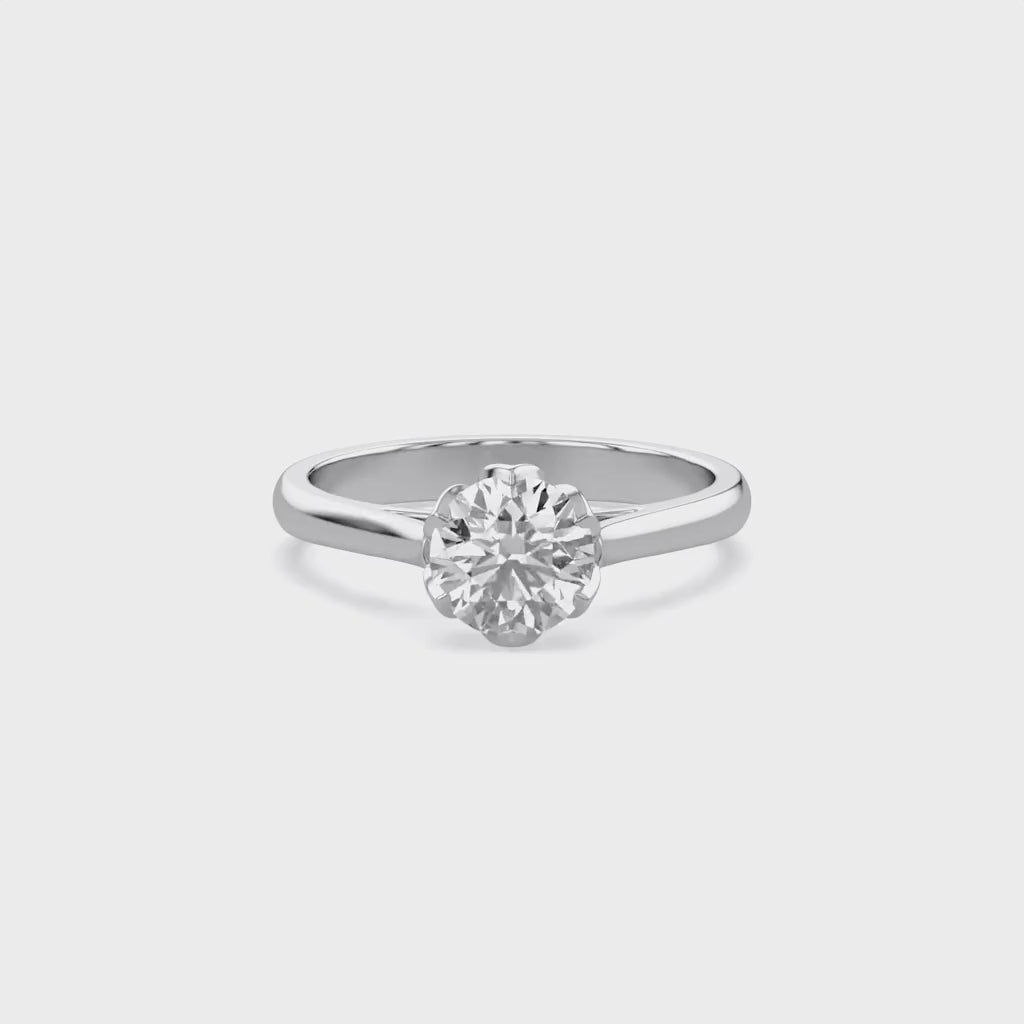 Floral Style Solitaire Engagement Ring Lab Grown Diamond