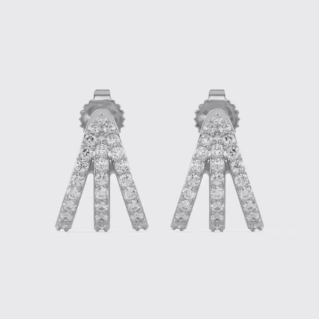Trident Huggie Lab Grown Diamond Hoop Earrings