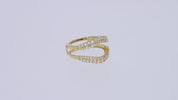 1 Ct Round Double Row Pave Set Curved Enhancer Guard Ring In 14K Gold Over Sterling Silver With Cubic Zirconia Gift For Her