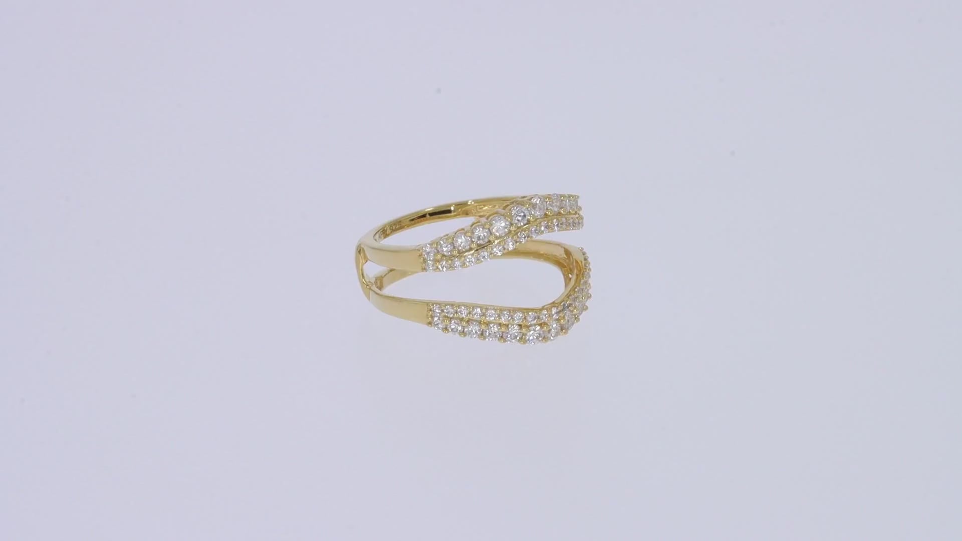 1 Ct Round Double Row Pave Set Curved Enhancer Guard Ring In 14K Gold Over Sterling Silver With Cubic Zirconia Gift For Her