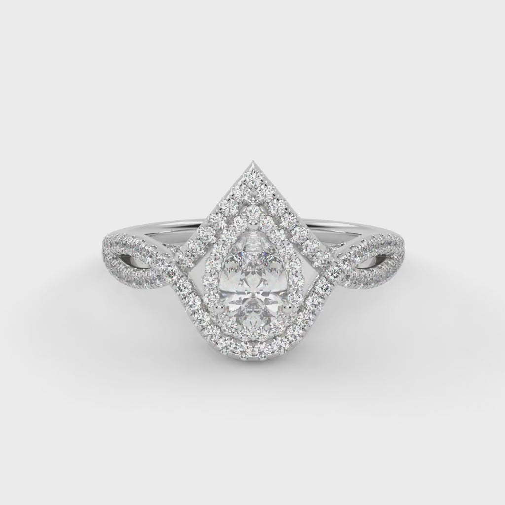 IGI Certified Infinity Halo Twisted Engagement Ring