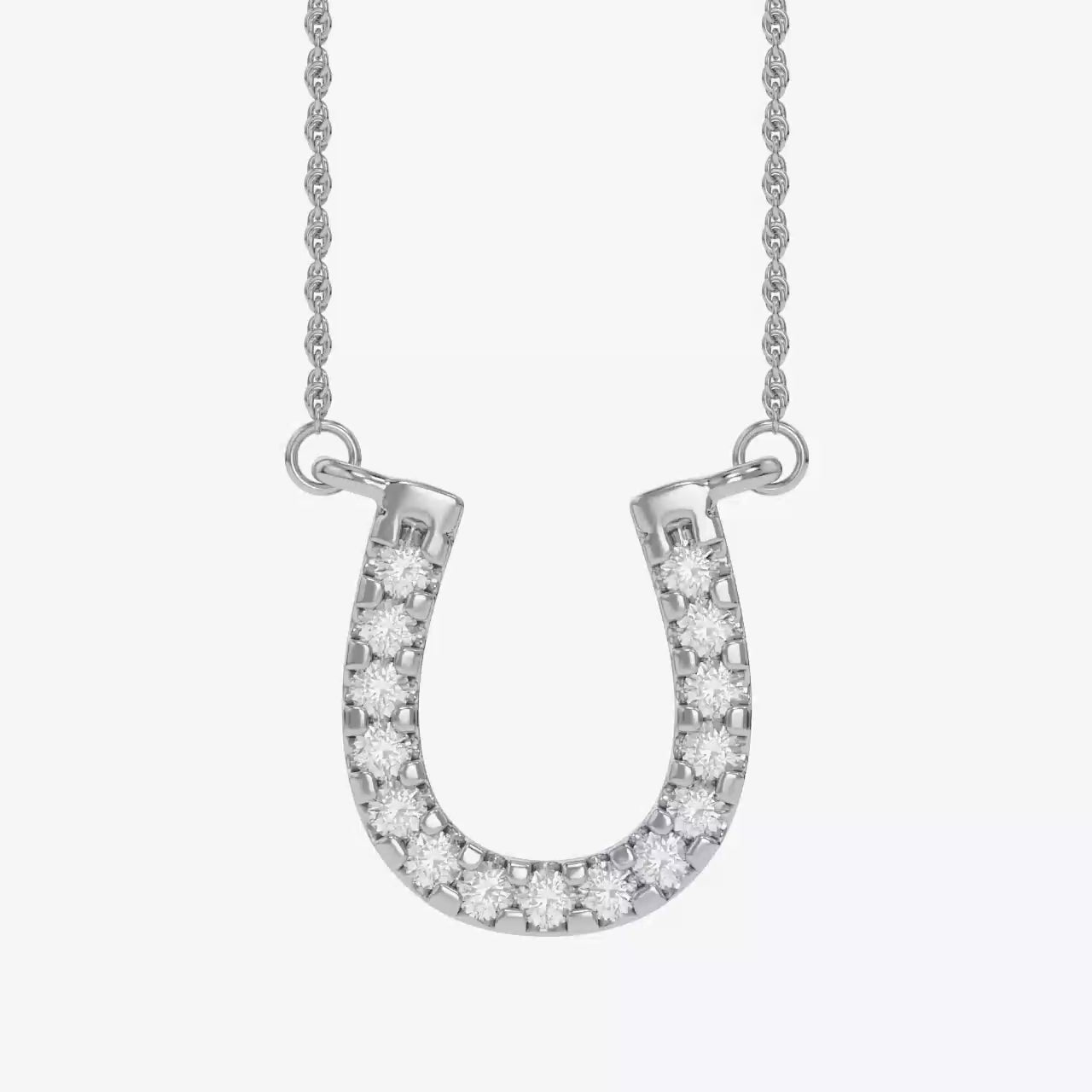Horseshoe Moissanite Pendant Necklace Sterling Silver