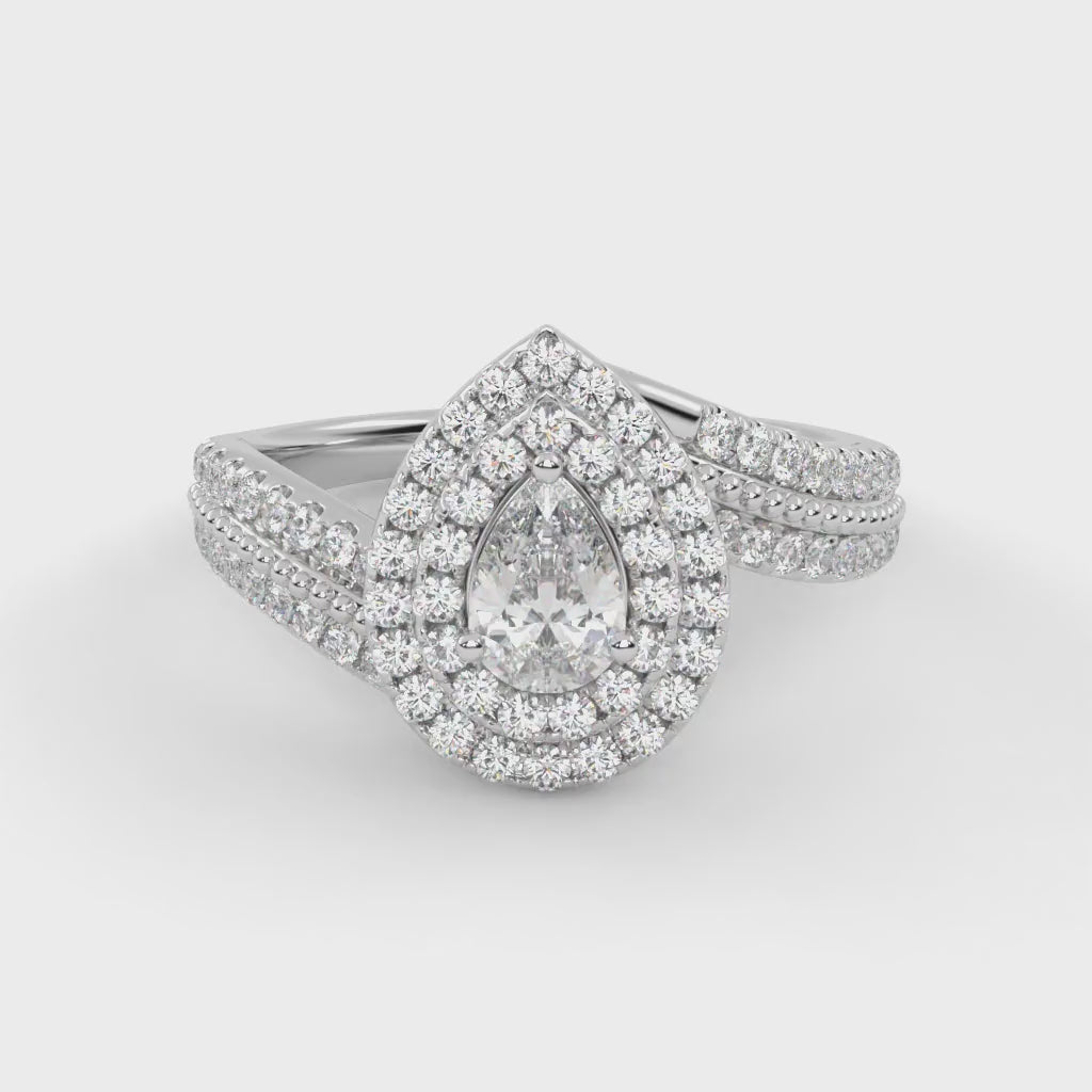 Bypass Double Halo Solitaire Ring – IGI Certified