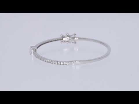 Emerald & Round White Cubic Zirconia Tennis Bangle Bracelet