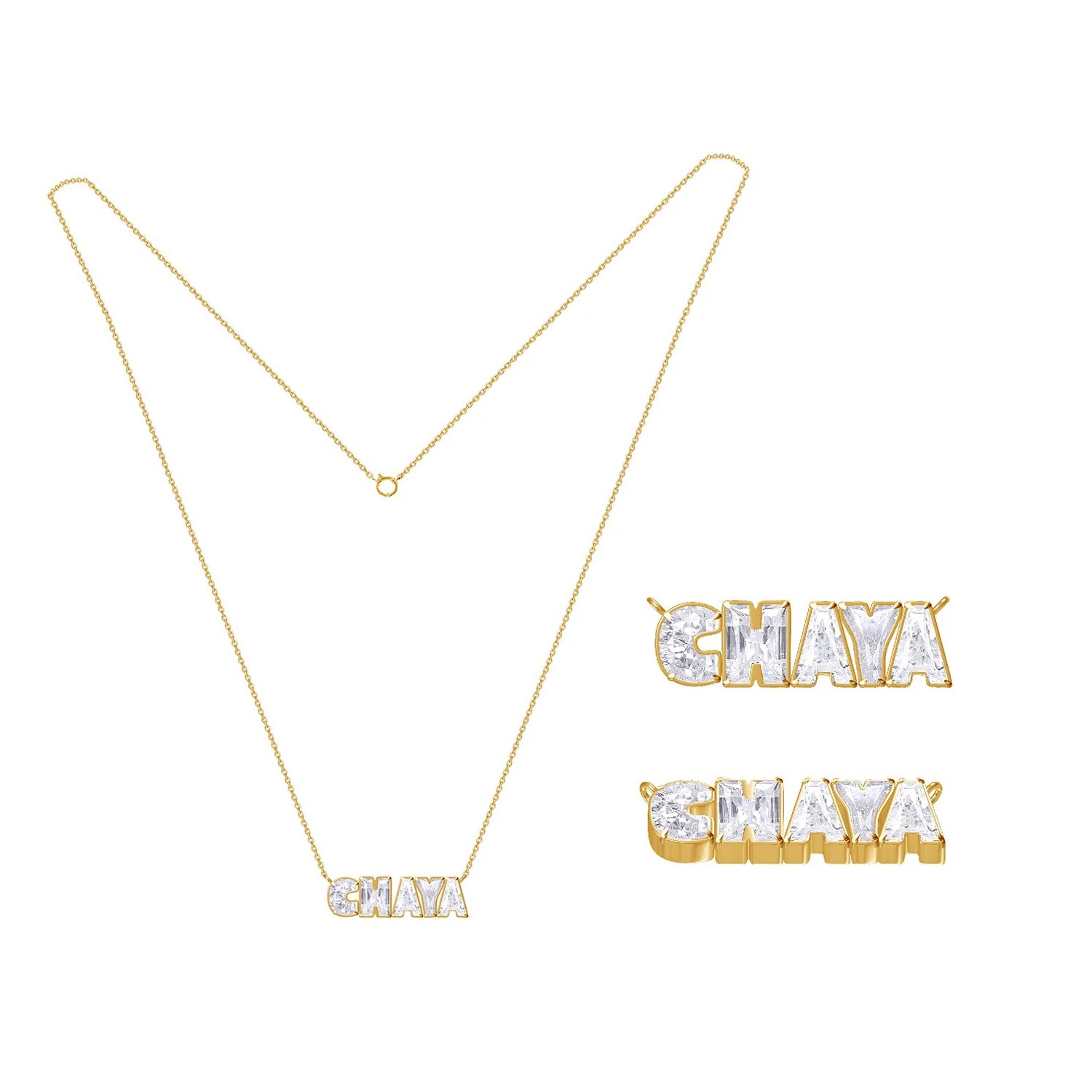 Personalized Name CHAYA Chain Necklace In Lab Created Moissanite