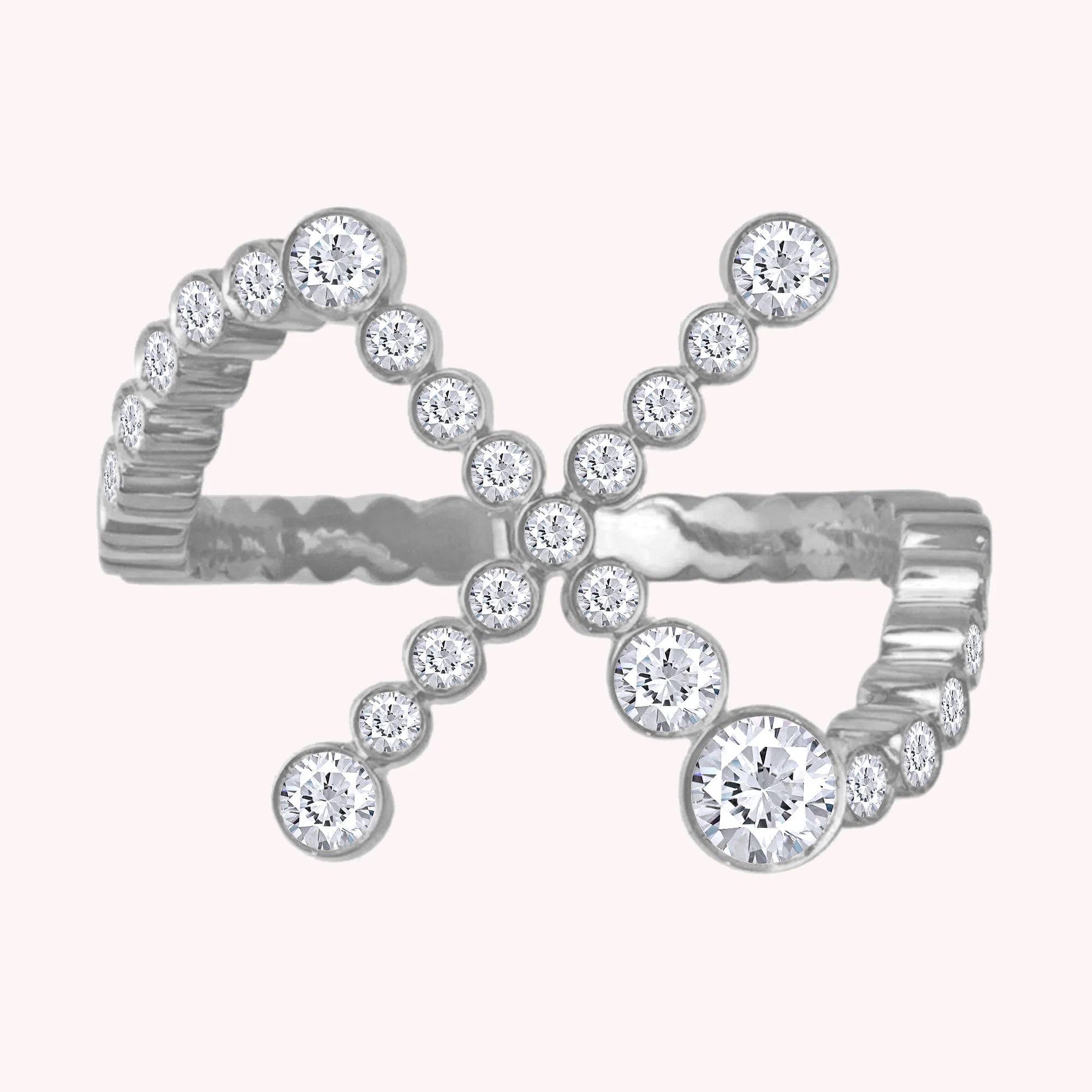 Bubble Round shape White Cubic Zirconia Initial Letter Ring